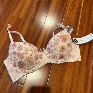Marilyn Monroe 34B Bra Pink Floral Super Soft No Show Underwire Intimate New